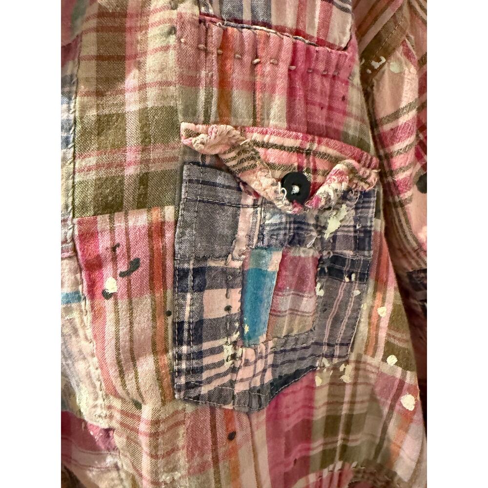 Magnolia Pearl Idgy Ruffle Shirt in Madras Azalea - Picture 4 of 7